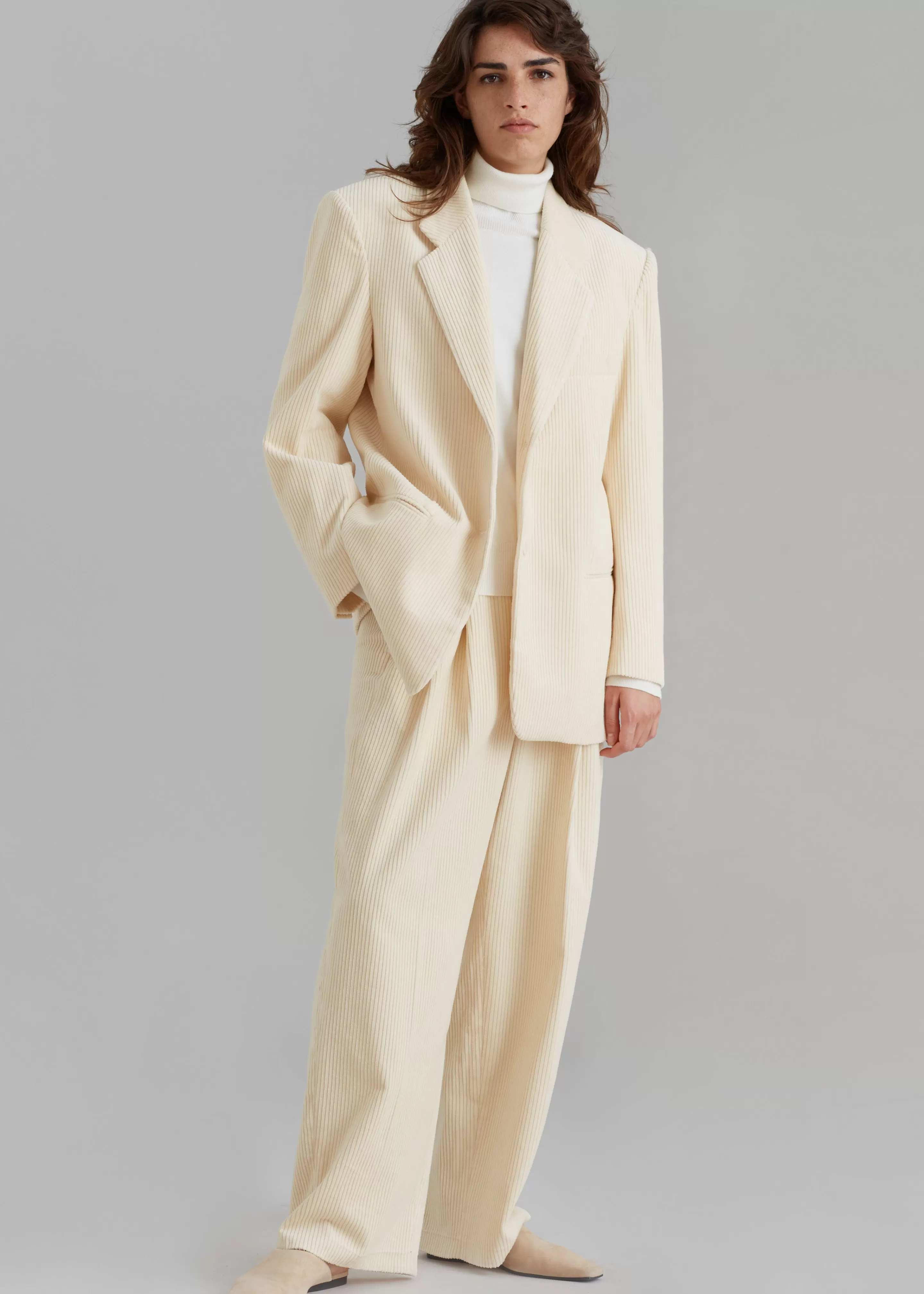 Outerwear | The Frankie Shop Siham Corduroy Blazer Cream