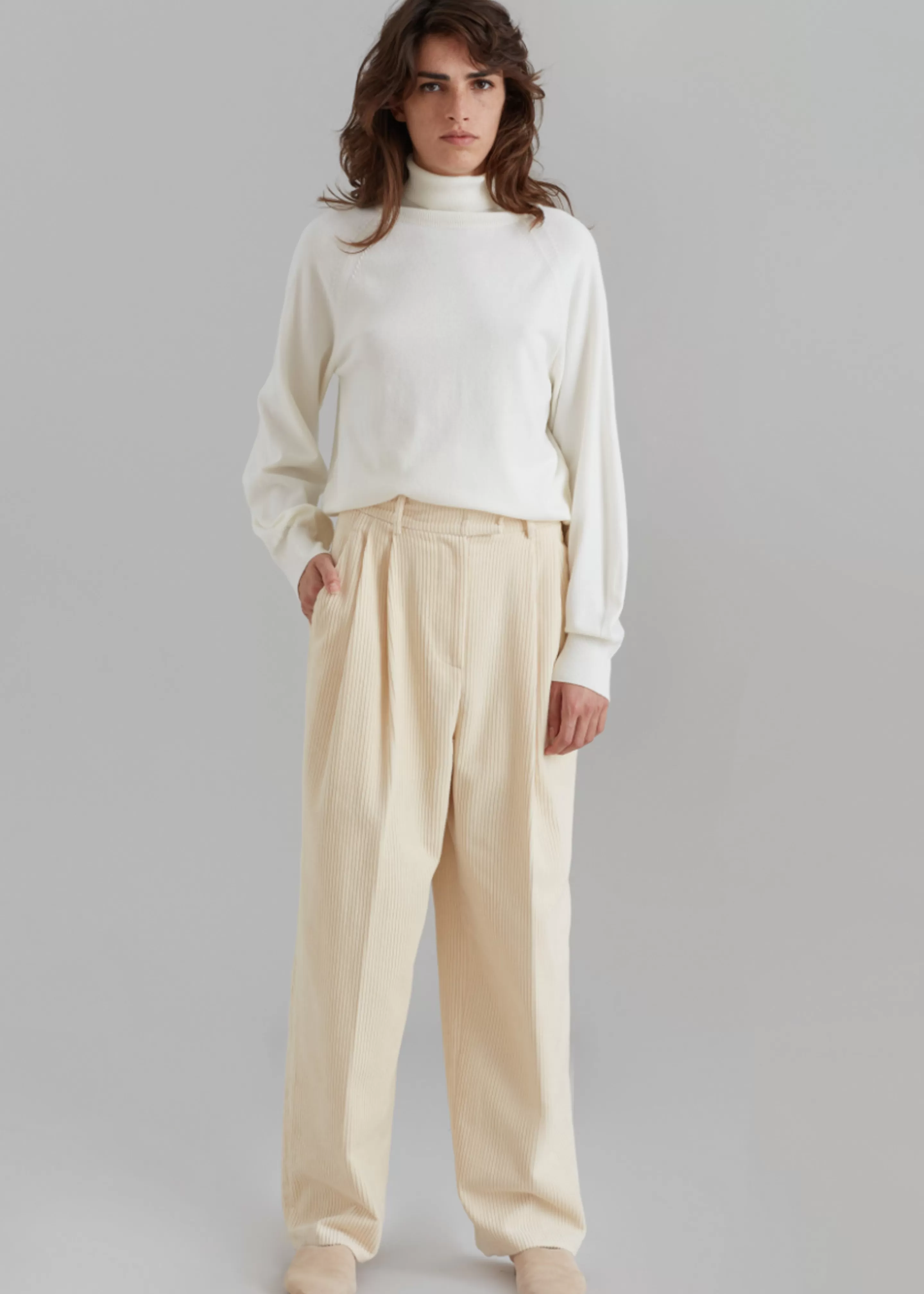 Bottoms | The Frankie Shop Siham Corduroy Pants Cream