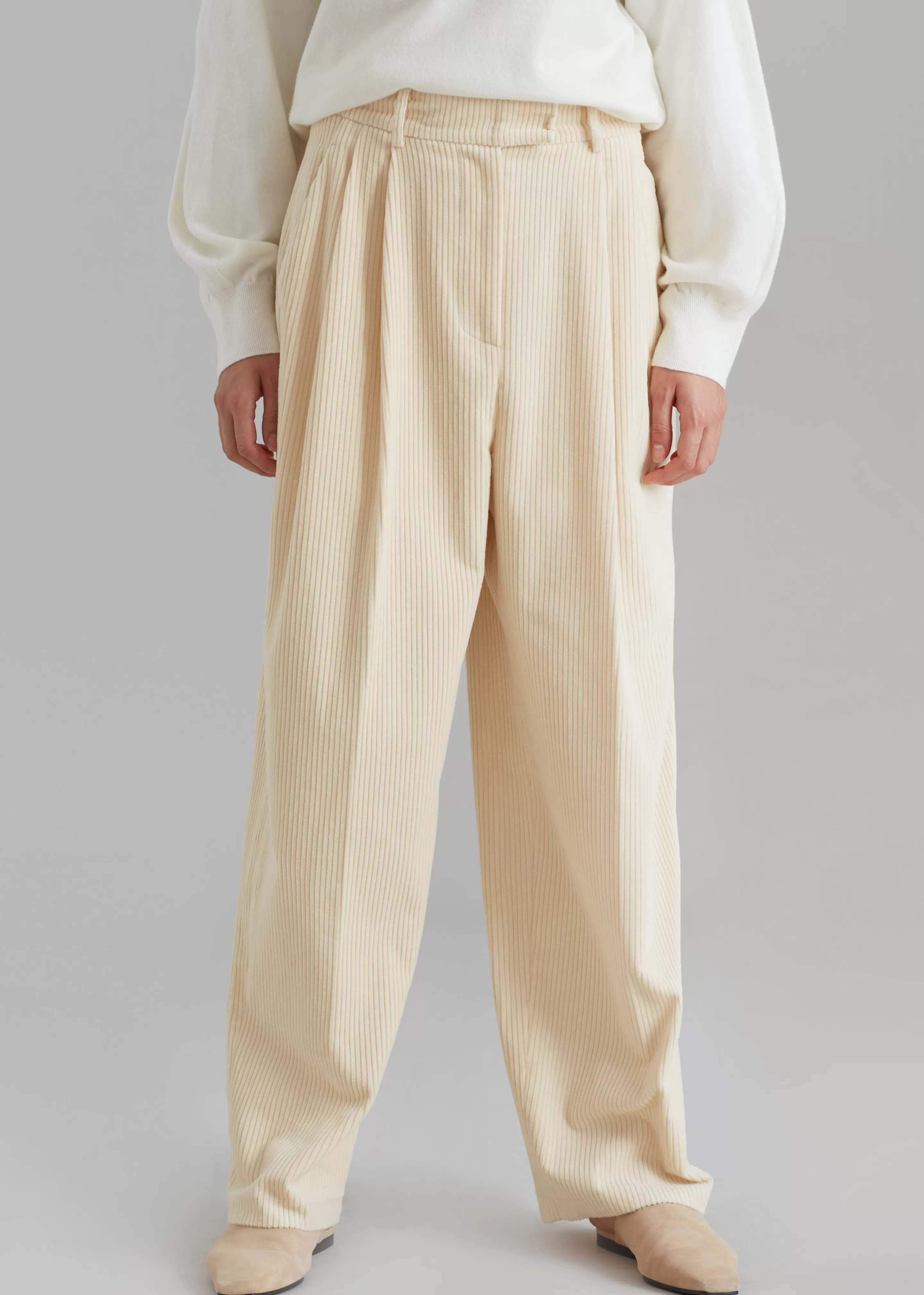 Bottoms | The Frankie Shop Siham Corduroy Pants Cream