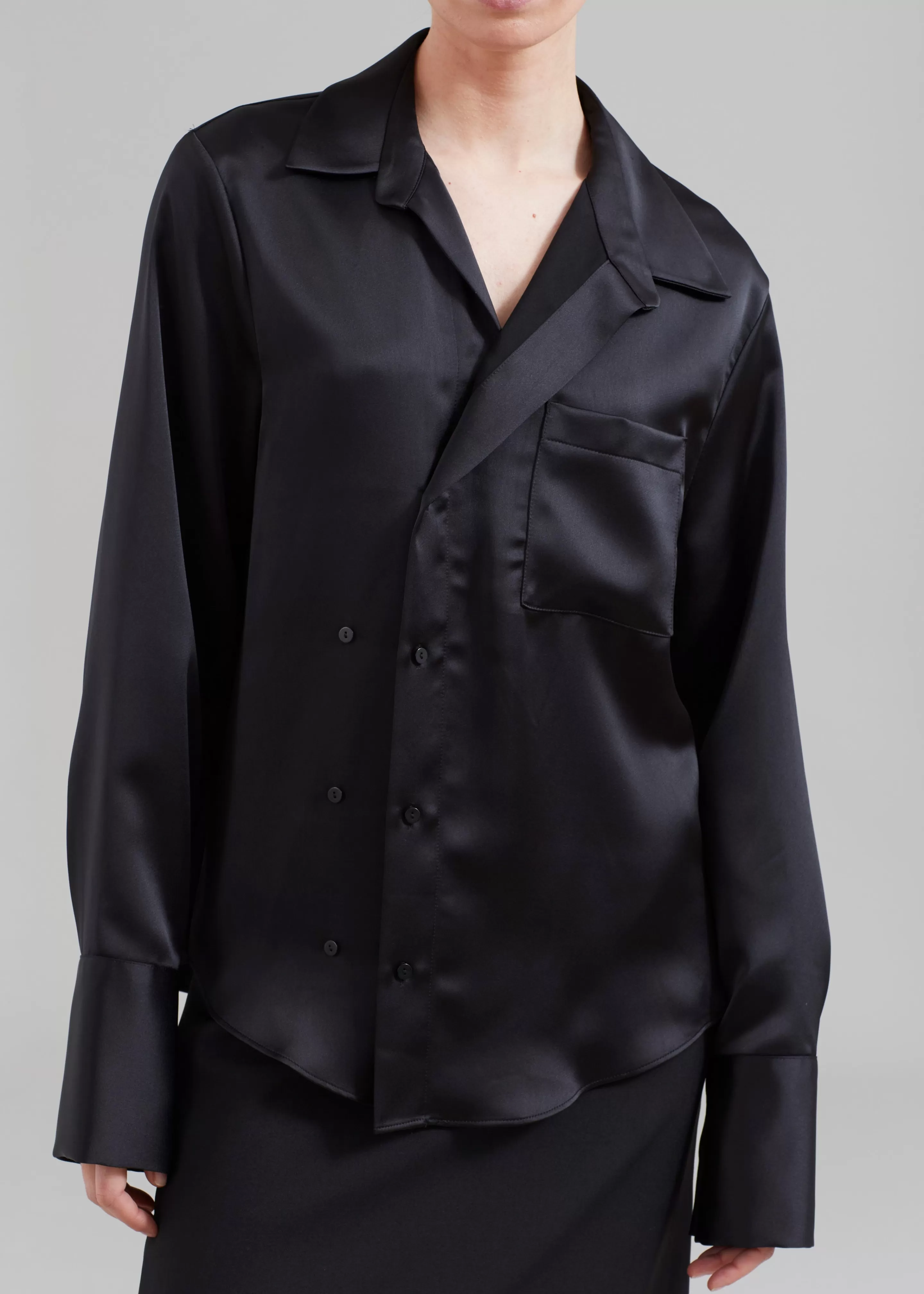 Tops | The Frankie Shop Sree Silky Shirt Black