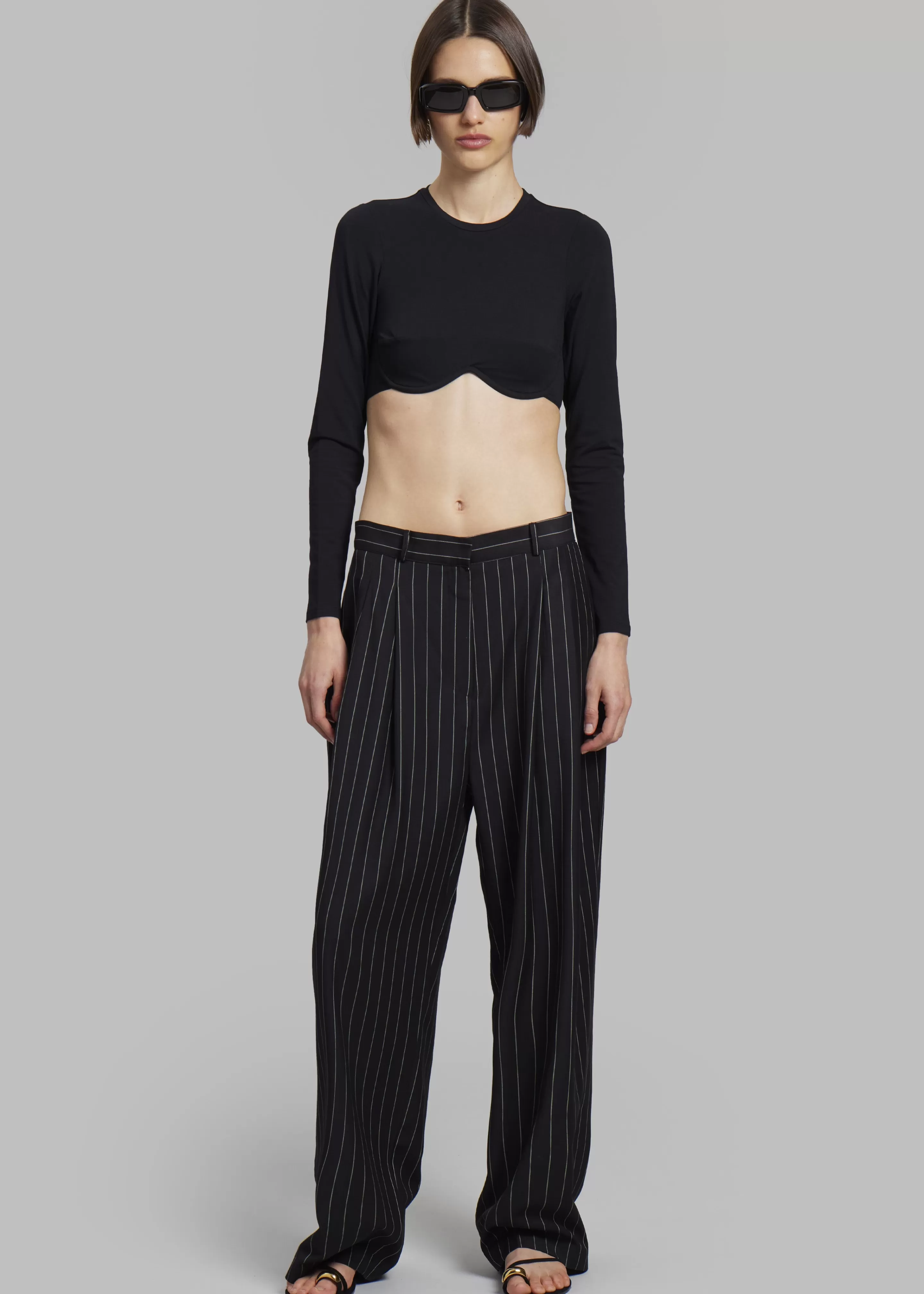 Bottoms | The Frankie Shop Sybil Trousers Black Pinstripe