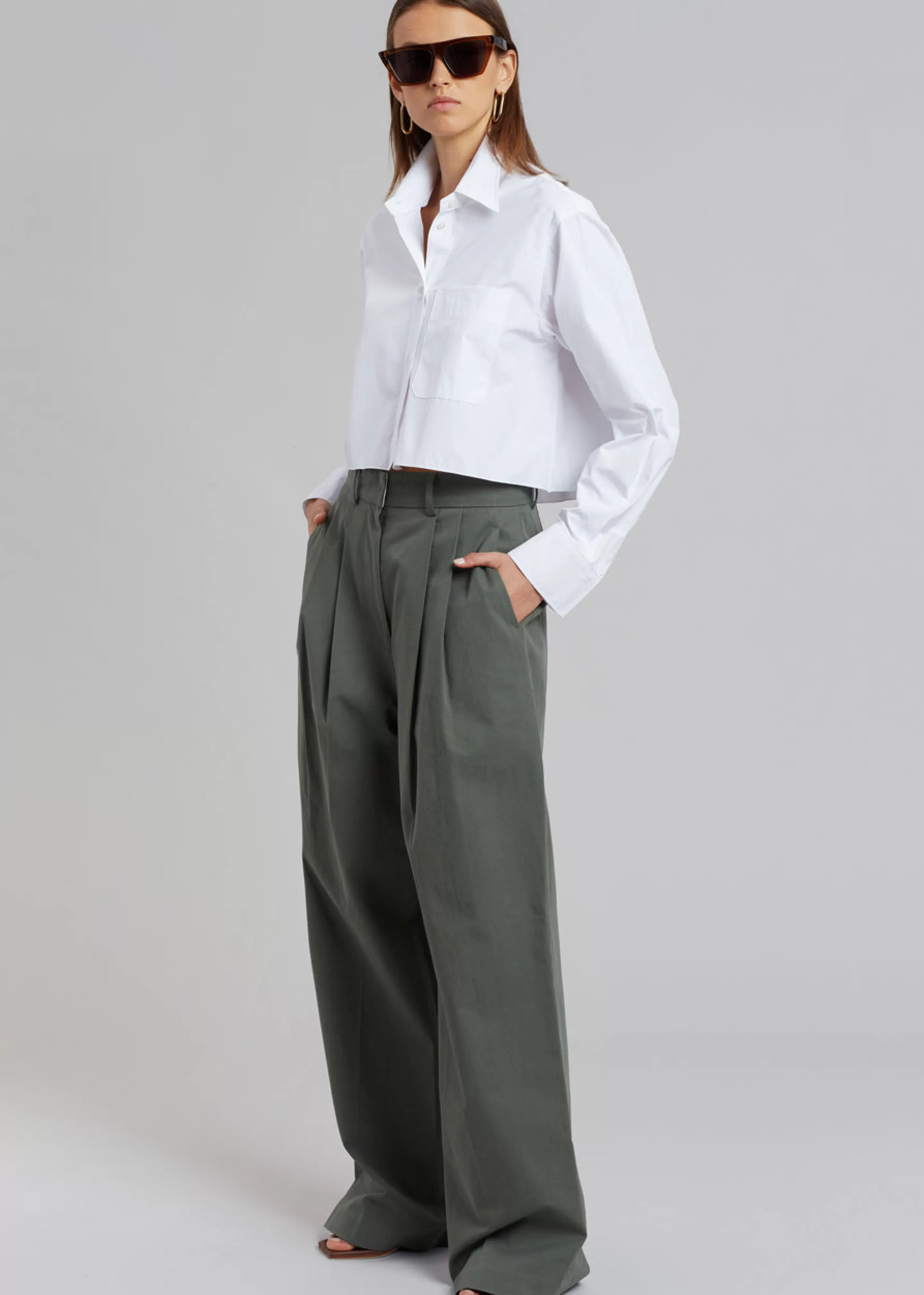 Bottoms | The Frankie Shop Tansy Cotton Pants Olive