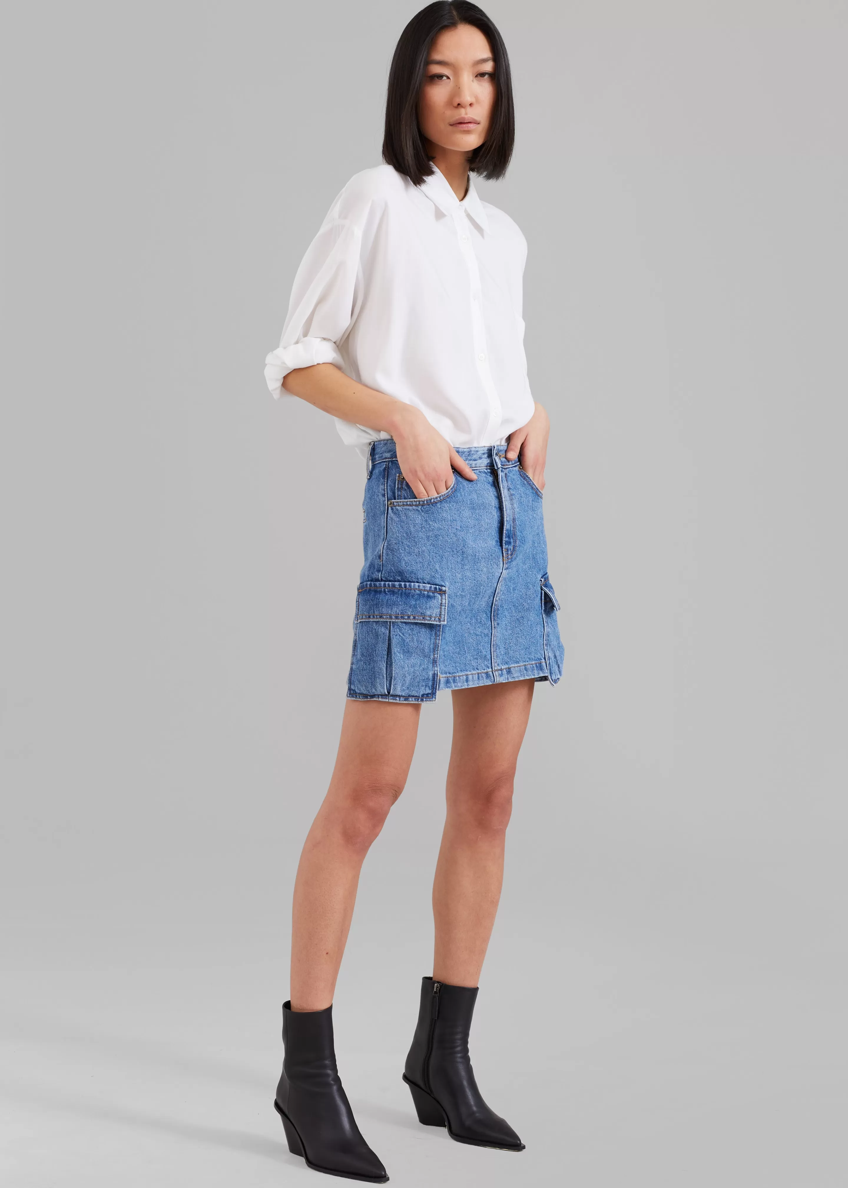 Bottoms | The Frankie Shop Taylor Denim Cargo Skirt Medium Wash