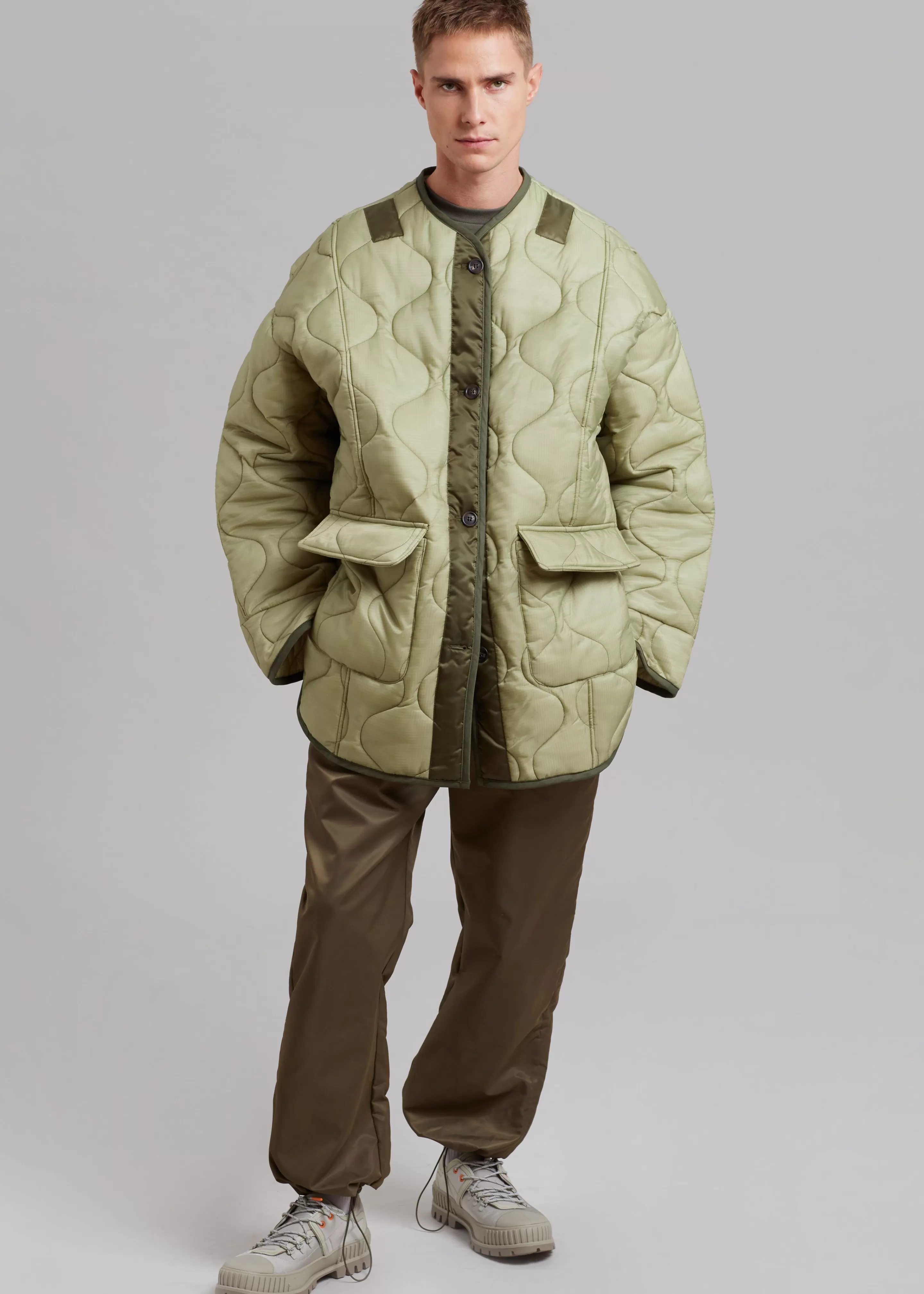 Outerwear | The Frankie Shop Ted Quilted Jacket Moss Green