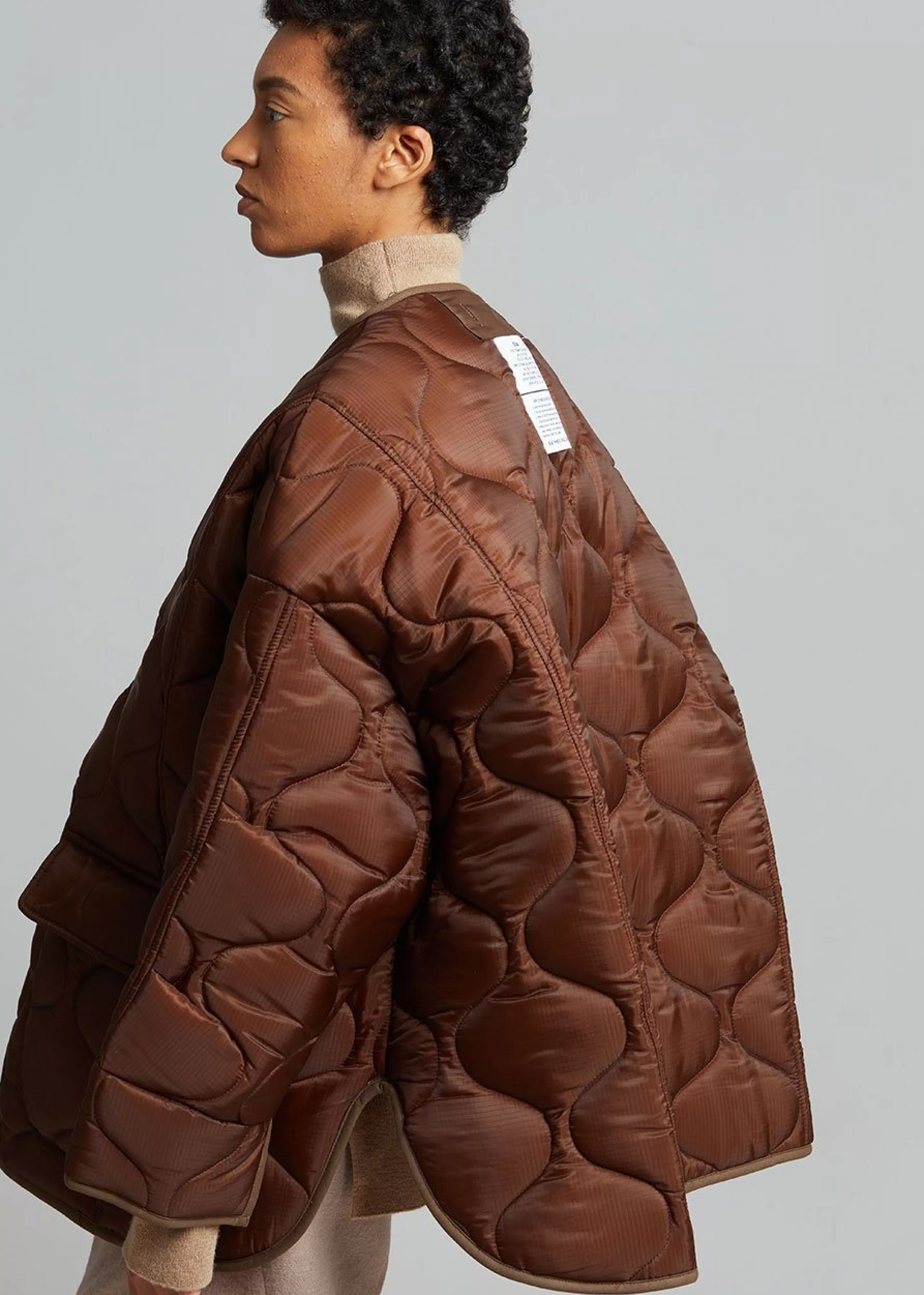 Outerwear | The Frankie Shop Teddy Quilted Jacket Chocolate