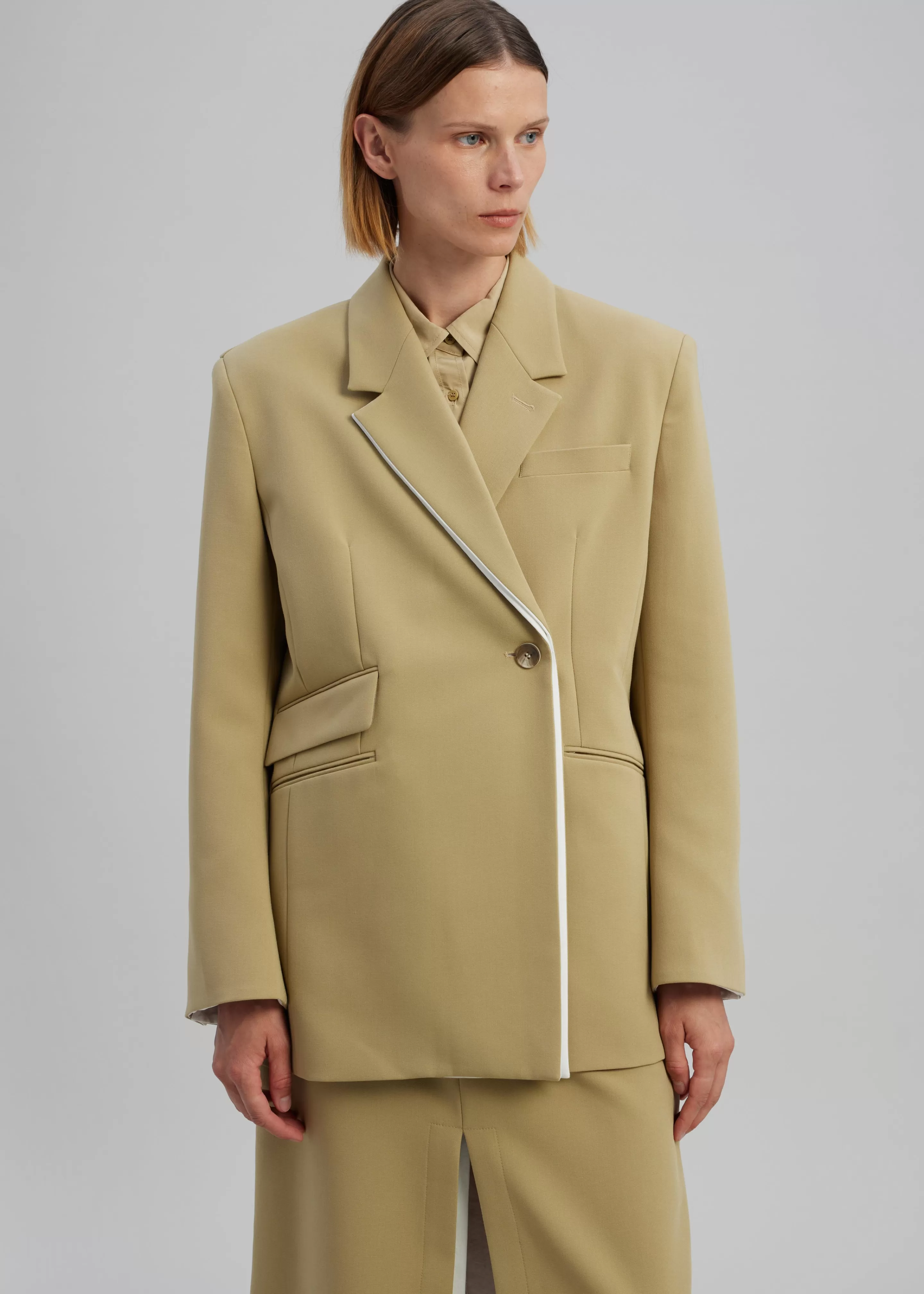 Outerwear | The Frankie Shop Telli Layered Blazer Khaki