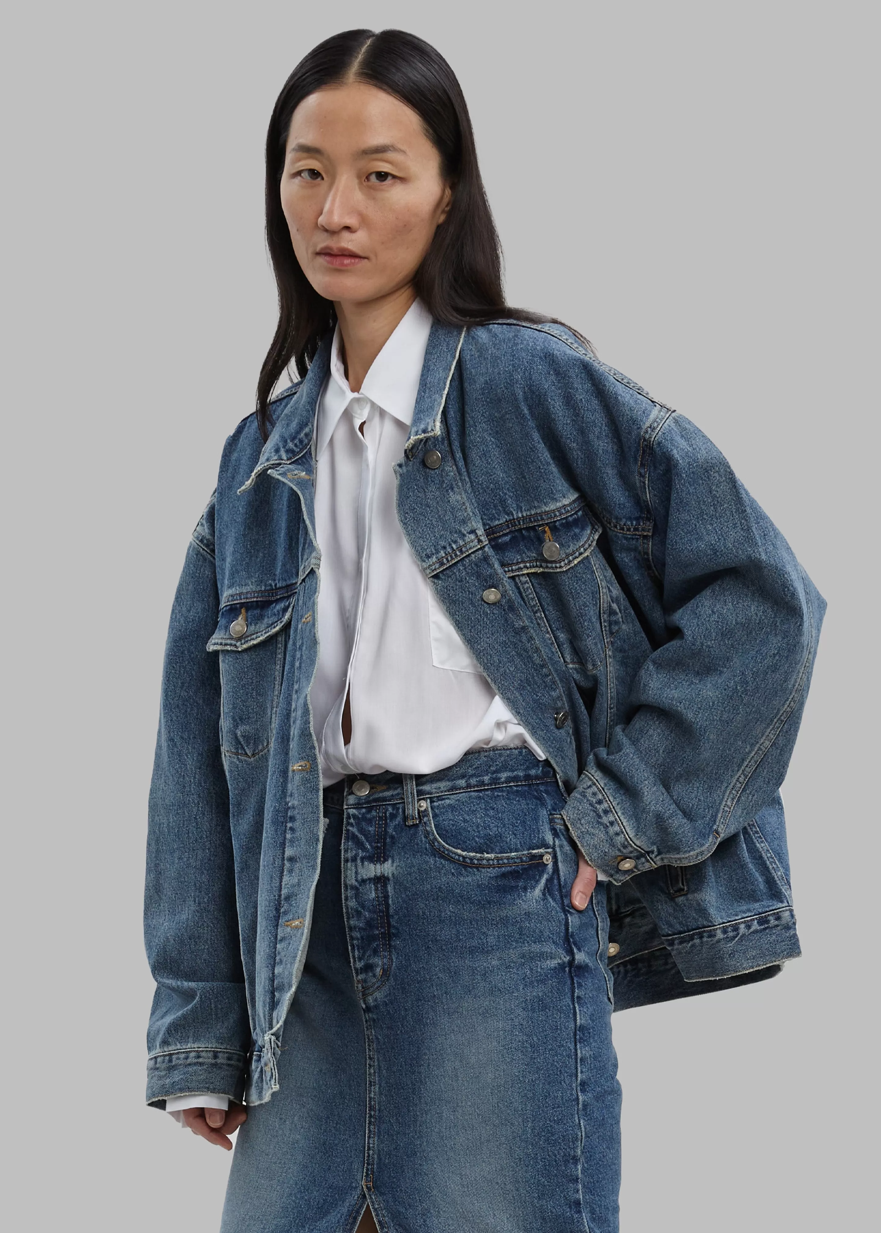 Outerwear | The Frankie Shop Texas Boxy Denim Jacket Medium Wash