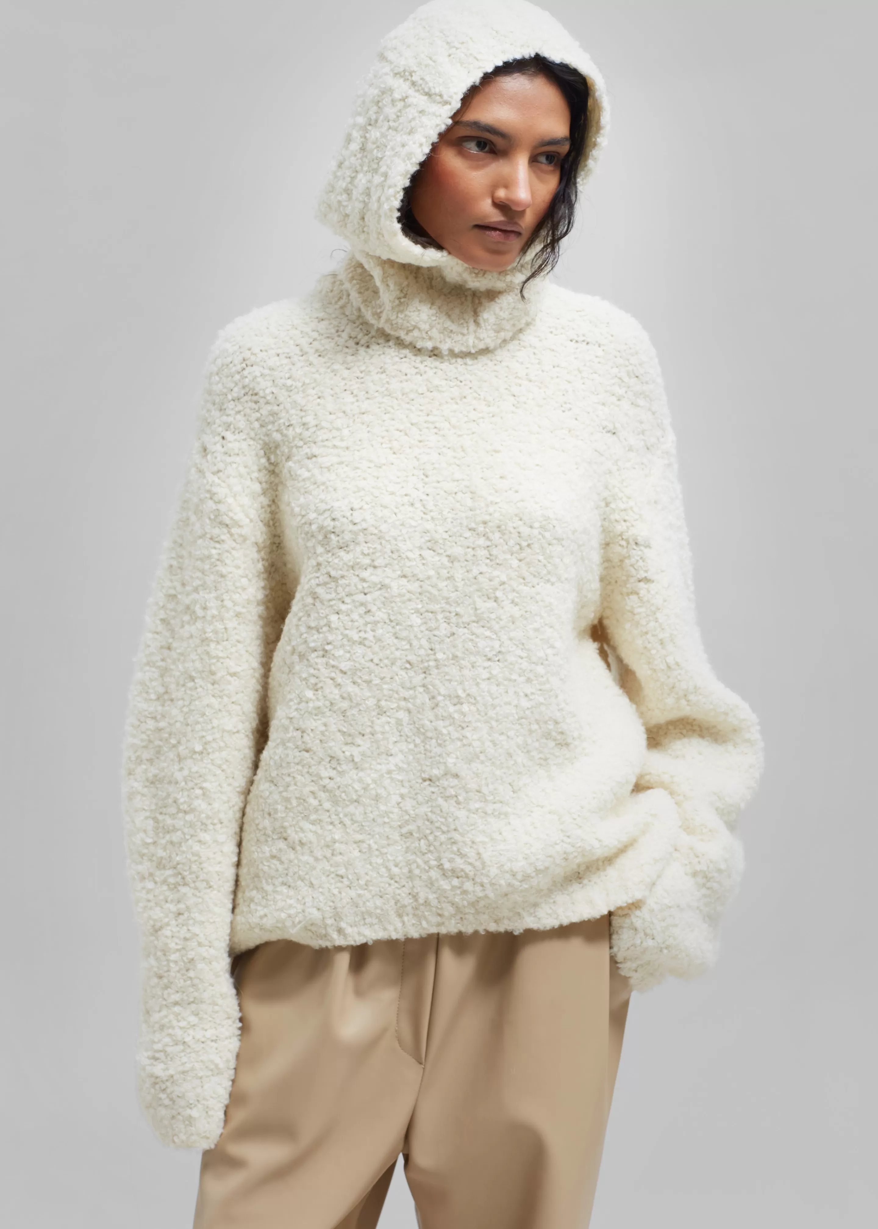 Accessories | The Frankie Shop Thyra Boucle Balaclava Cream