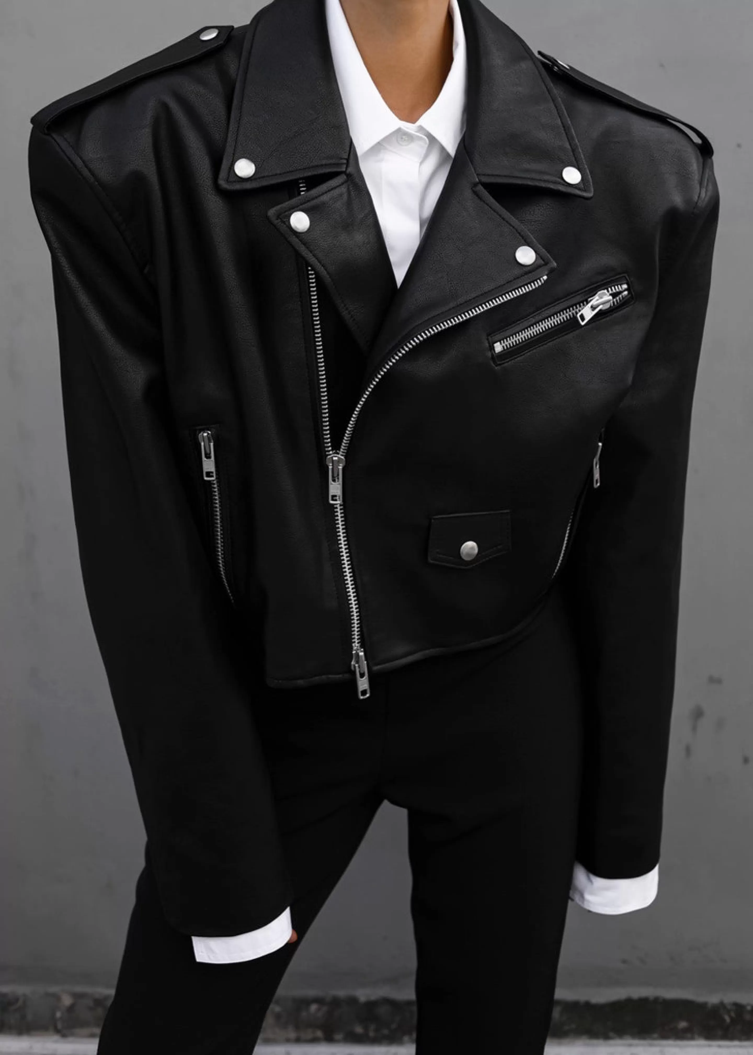 Outerwear | The Frankie Shop Tidus Cropped Biker Jacket Black