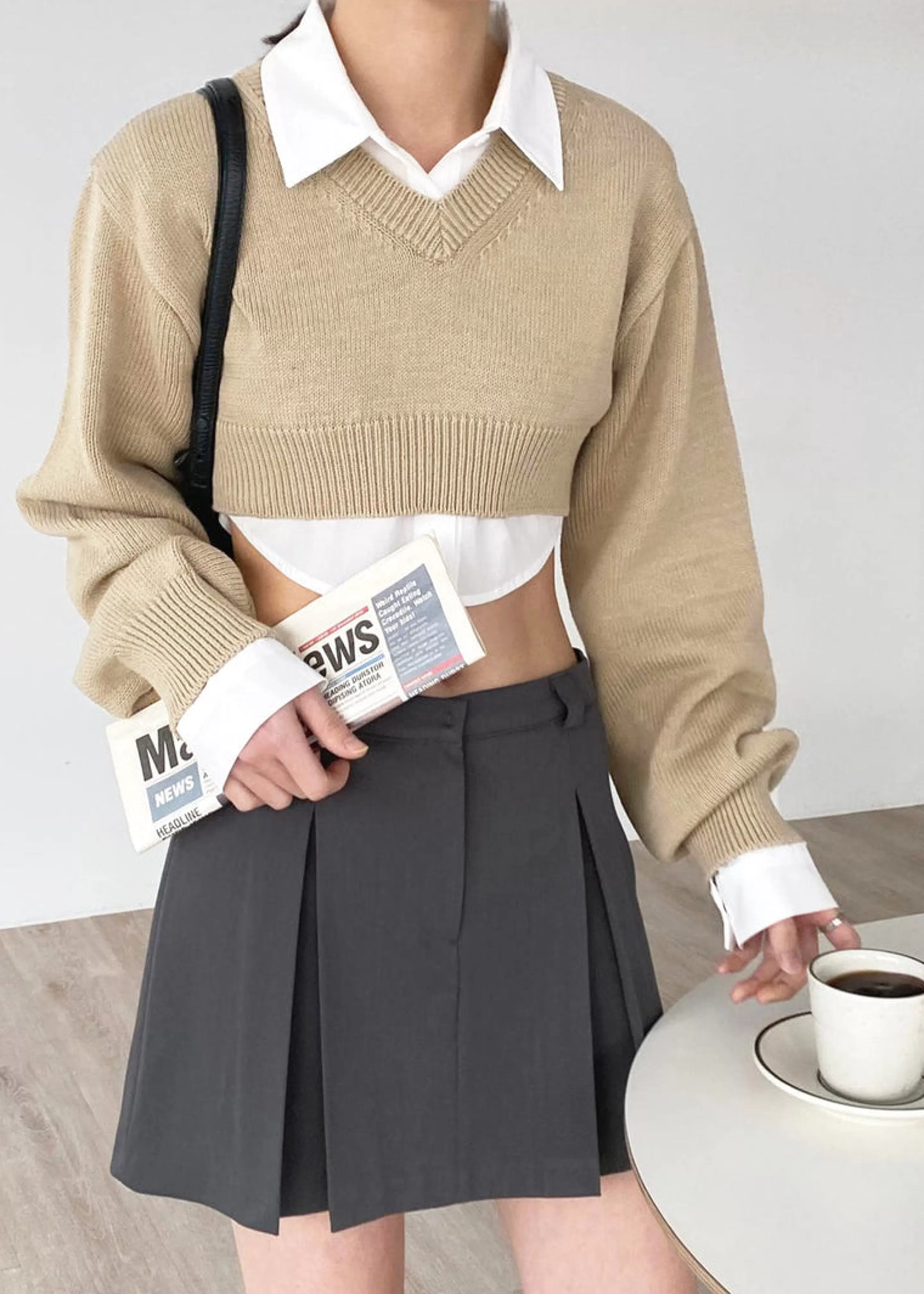 Knitwear | The Frankie Shop Titou Cropped Sweater Taupe