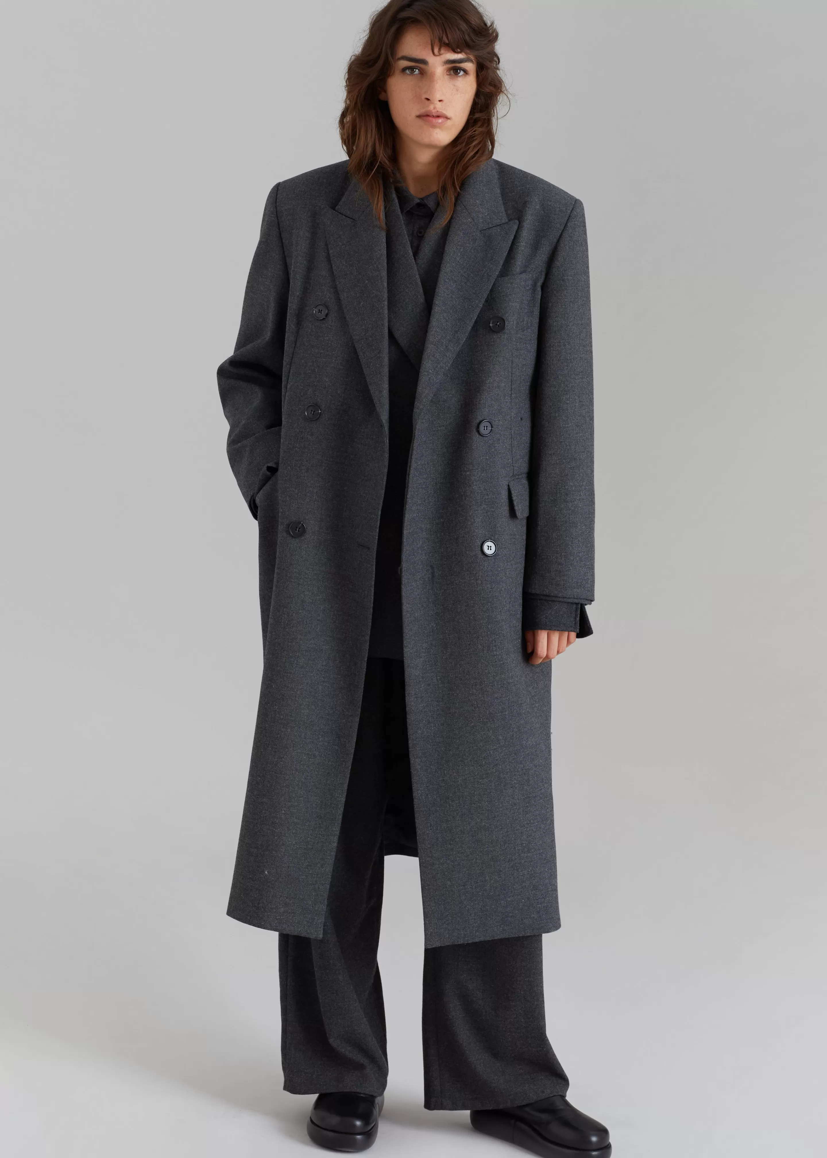 Outerwear | The Frankie Shop Vance Double Breasted Coat Charcoal