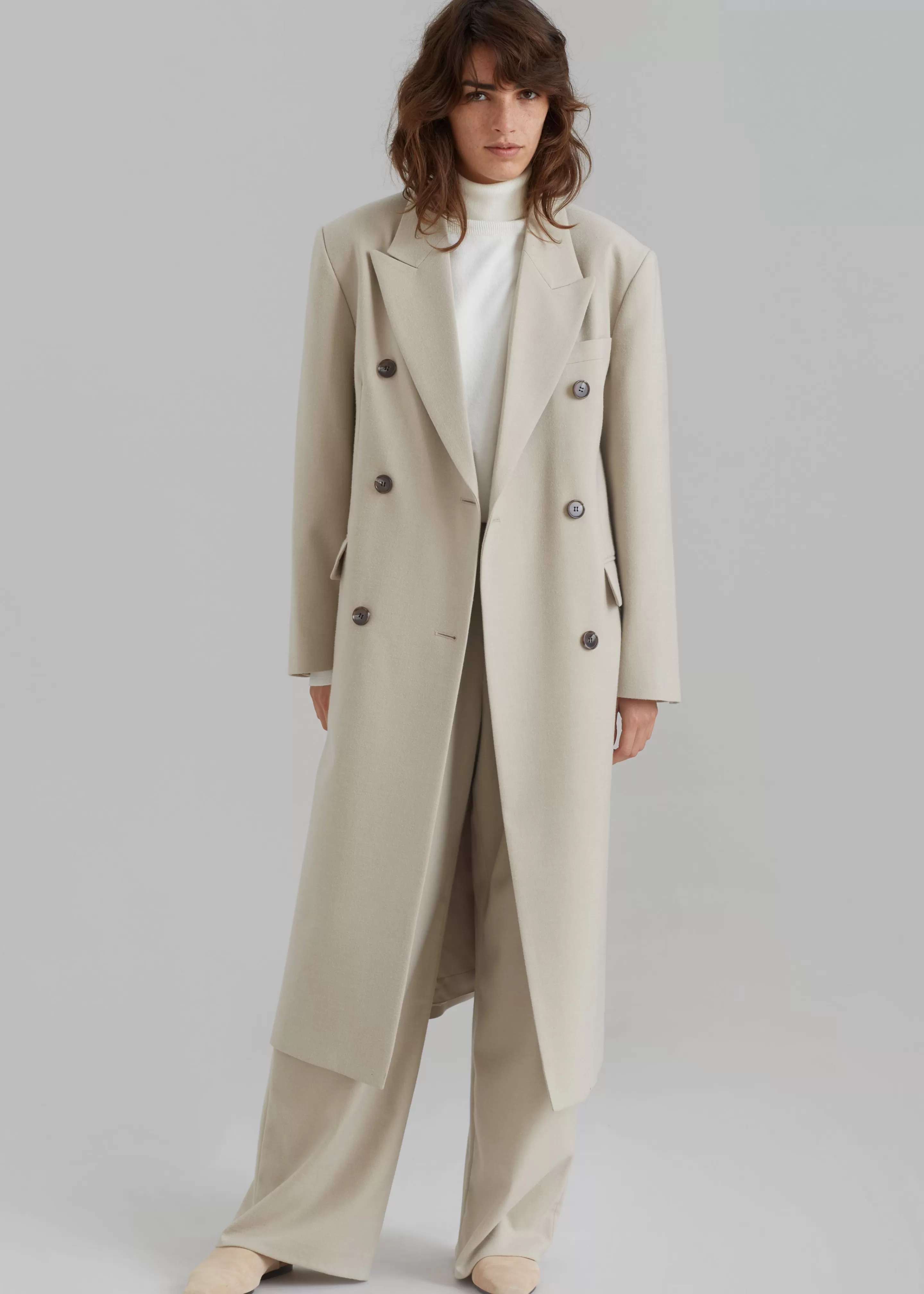 Outerwear | The Frankie Shop Vance Double Breasted Coat Beige