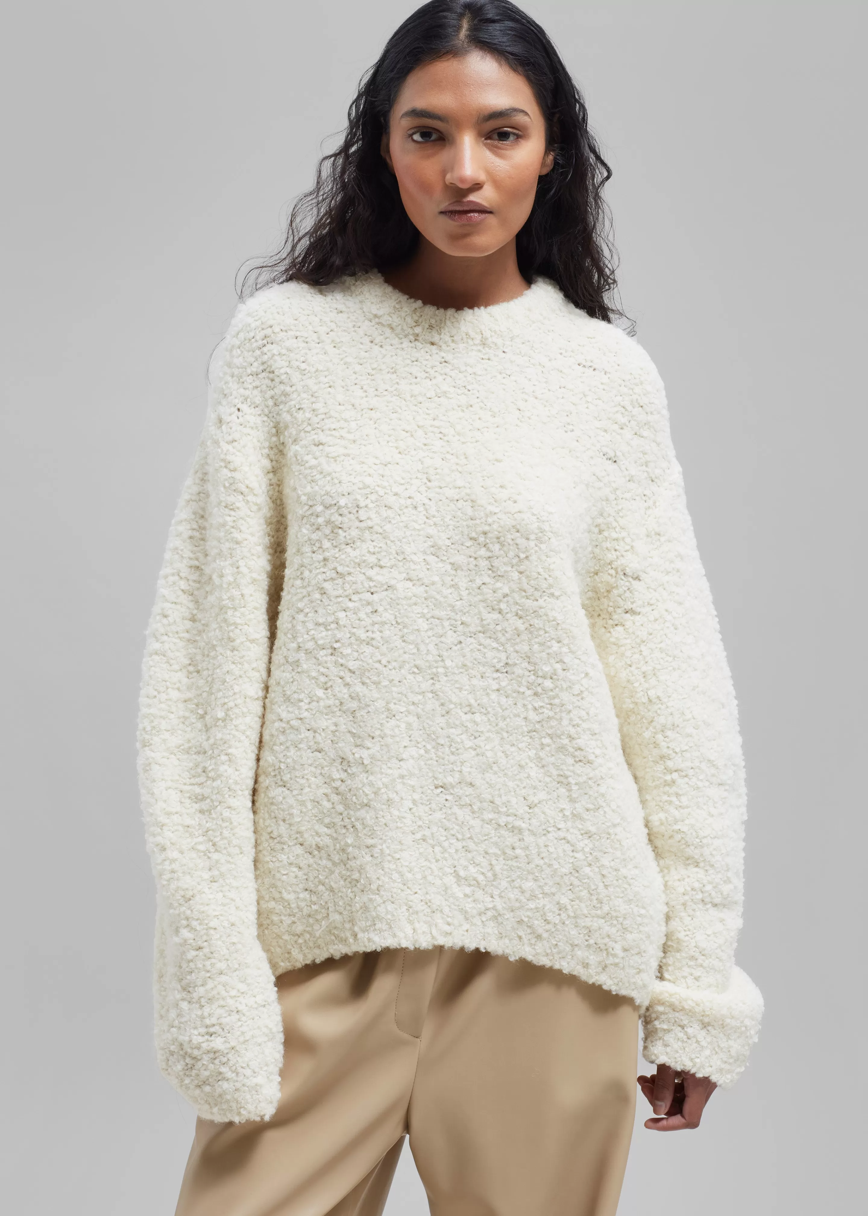 Knitwear | The Frankie Shop Vilo Boucle Sweater Cream