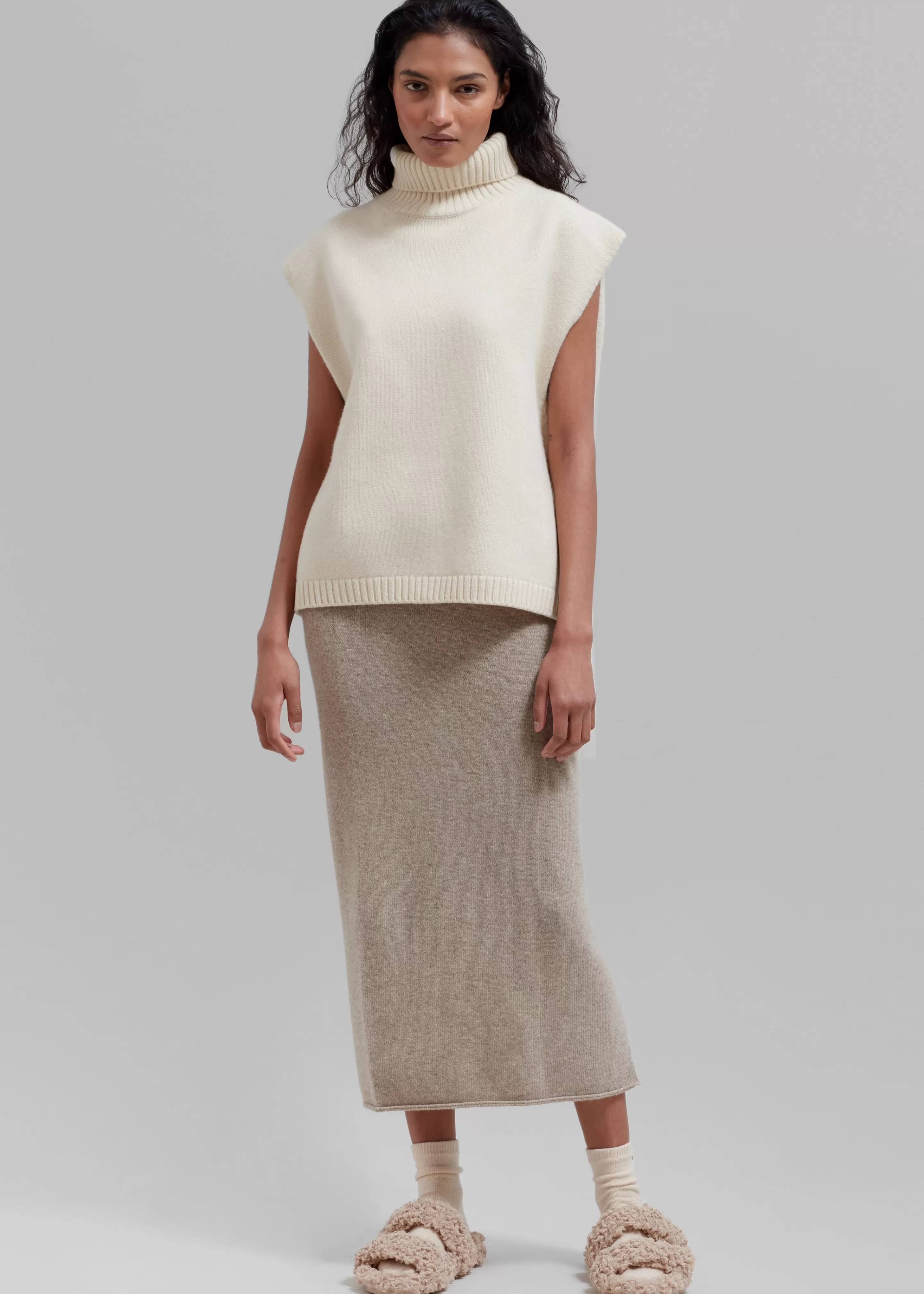 Knitwear | The Frankie Shop Vira Sleeveless Knit Turtleneck Cream