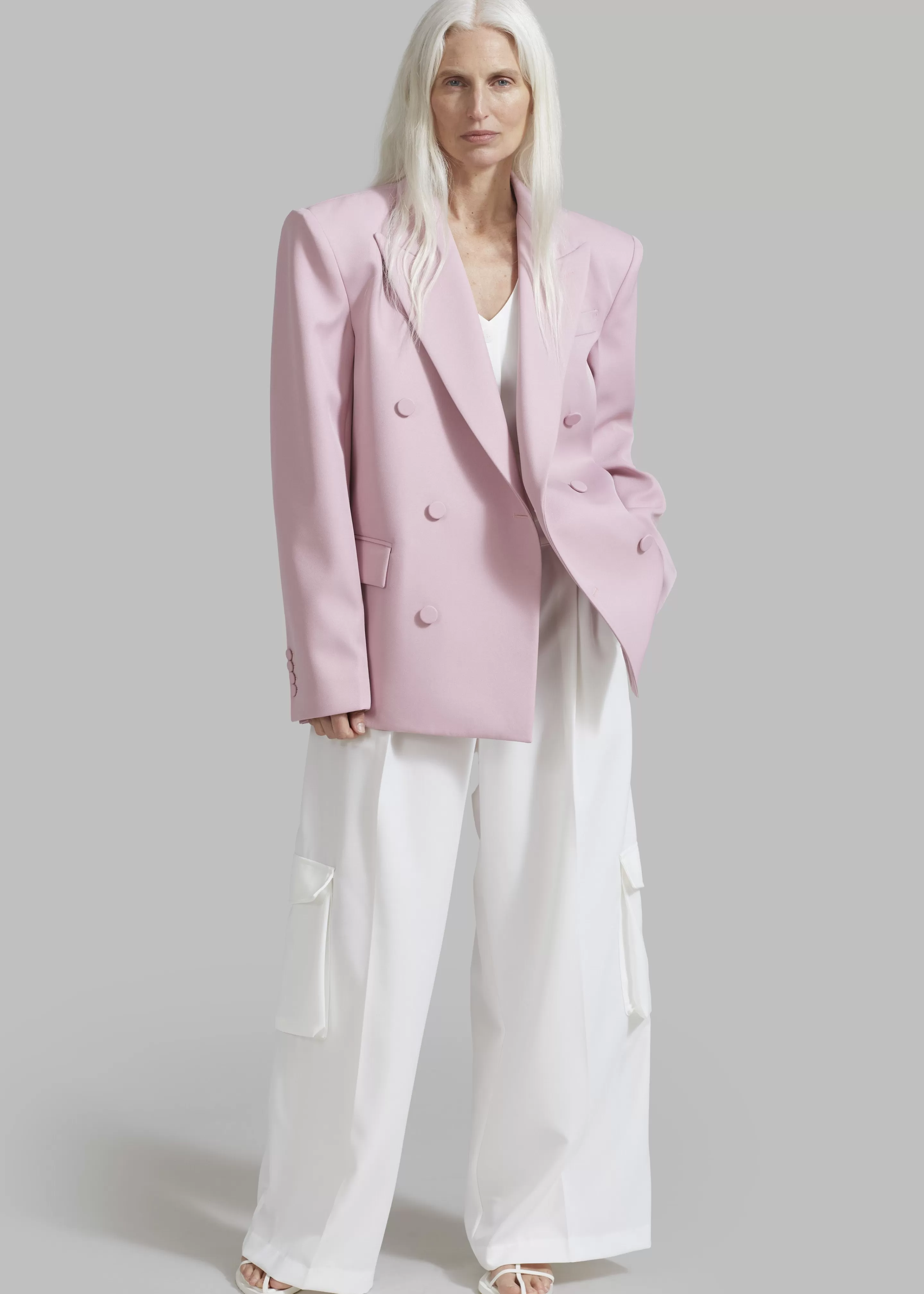 Outerwear | The Frankie Shop Zia Covered Buttons Blazer Pink