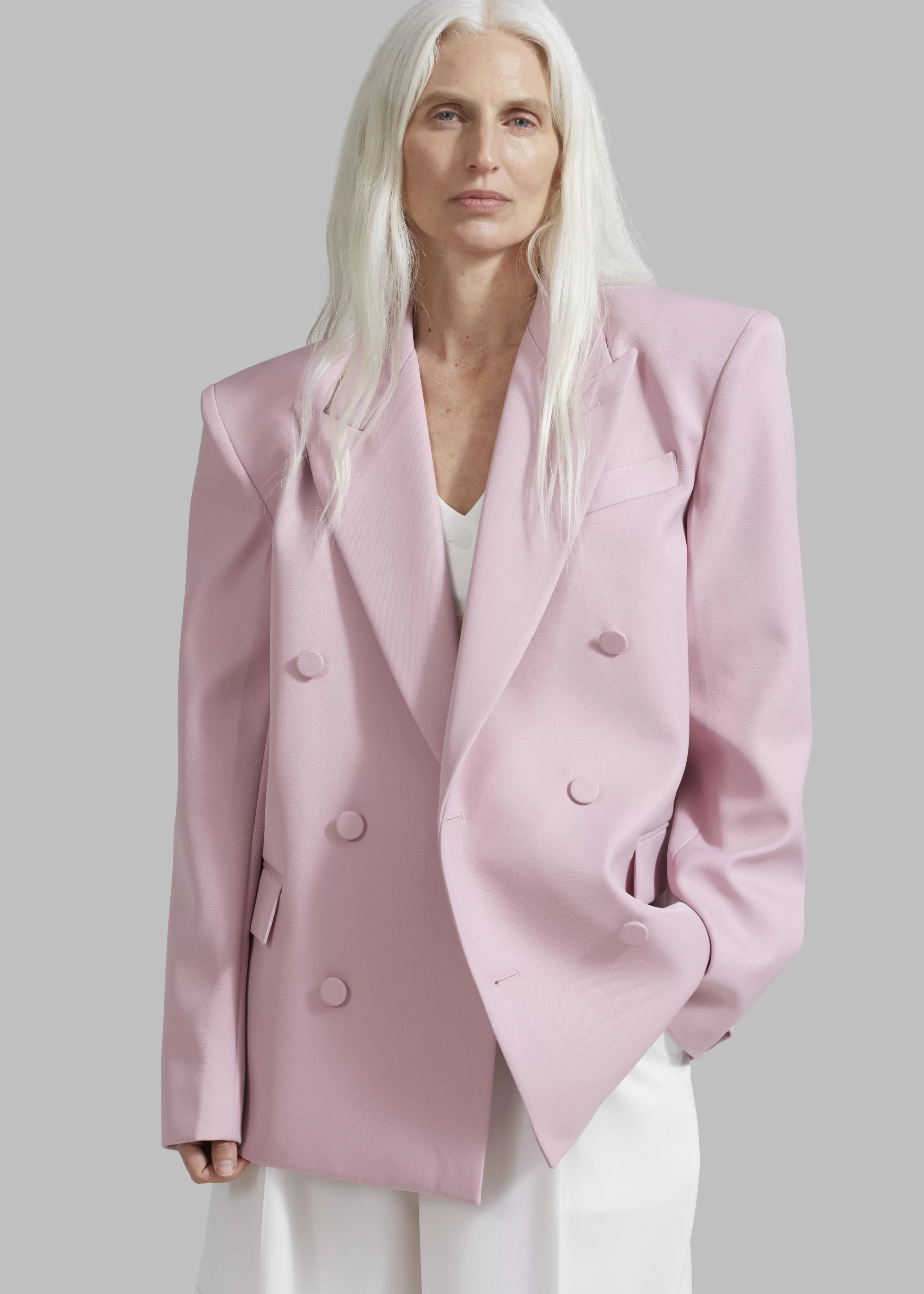 Outerwear | The Frankie Shop Zia Covered Buttons Blazer Pink